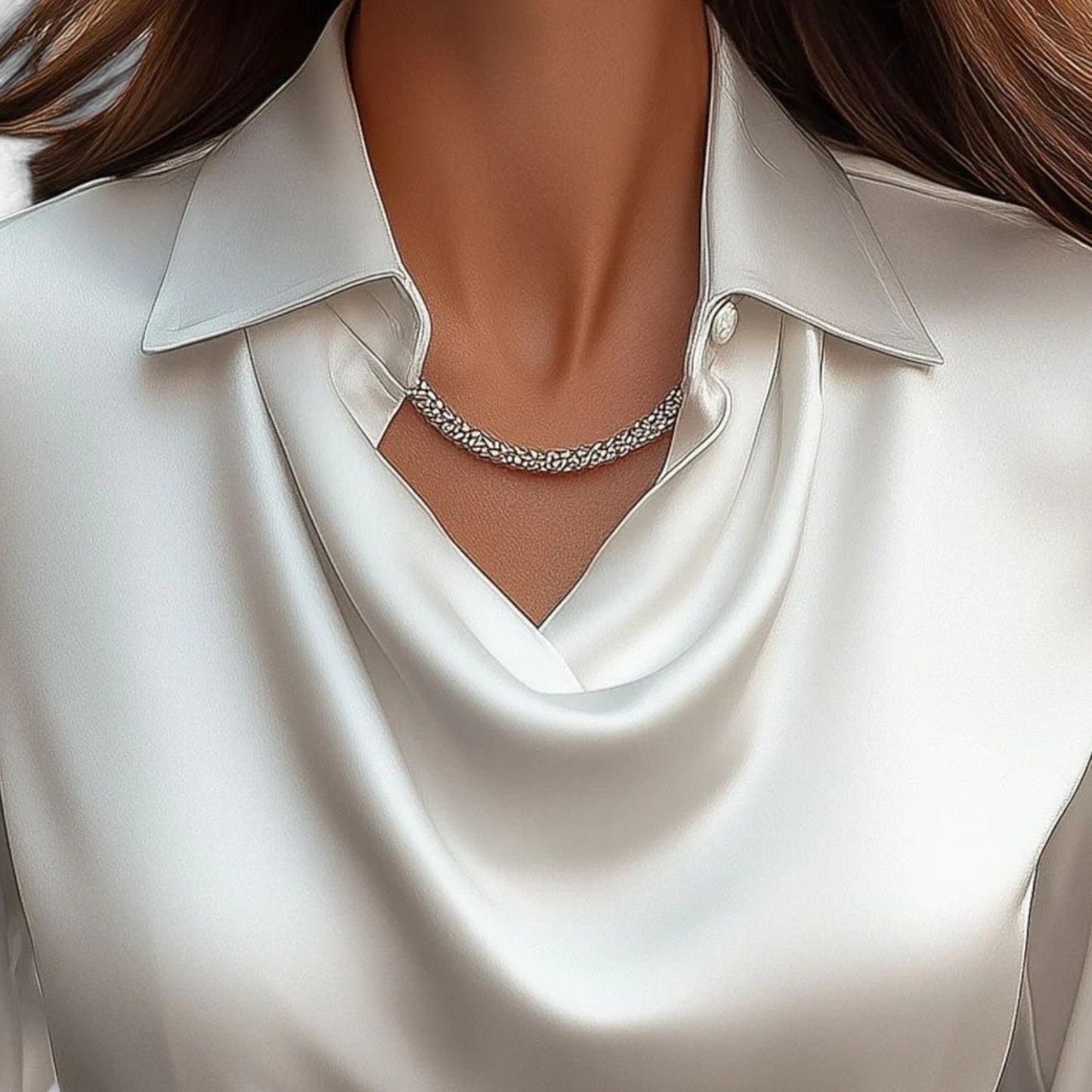 Blusa de Satén con Escote Drapeado para Mujer – Elegancia Sofisticada, Estilo Atemporal